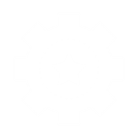 A white cog with a star in the middle