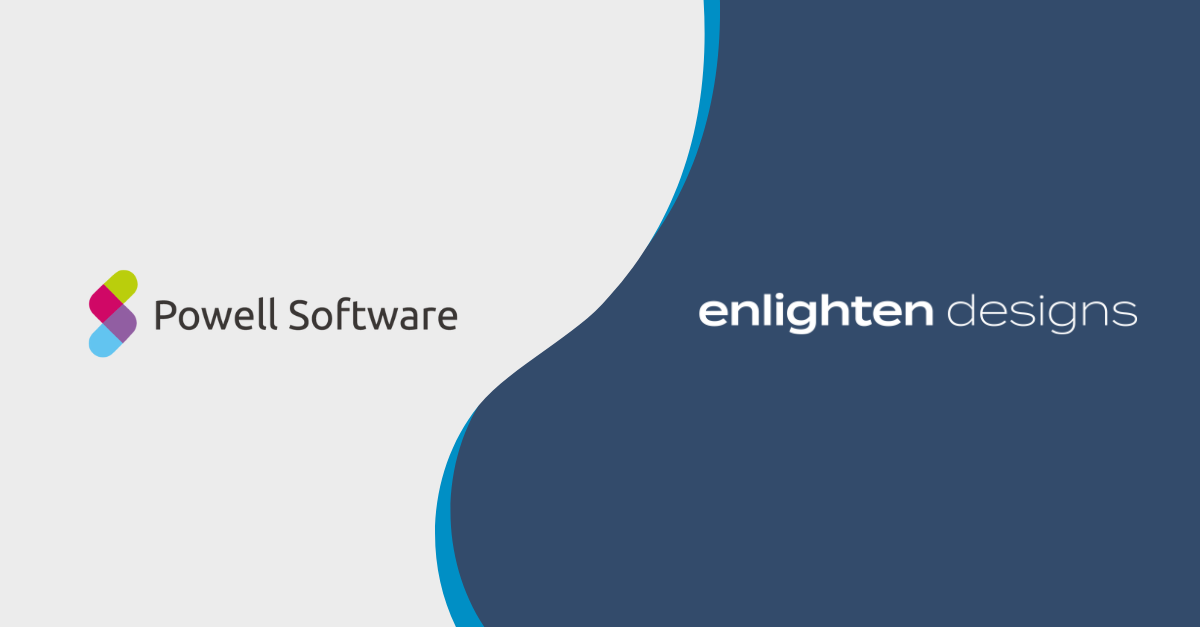 Logos for Powell Software and Enlighten Designs