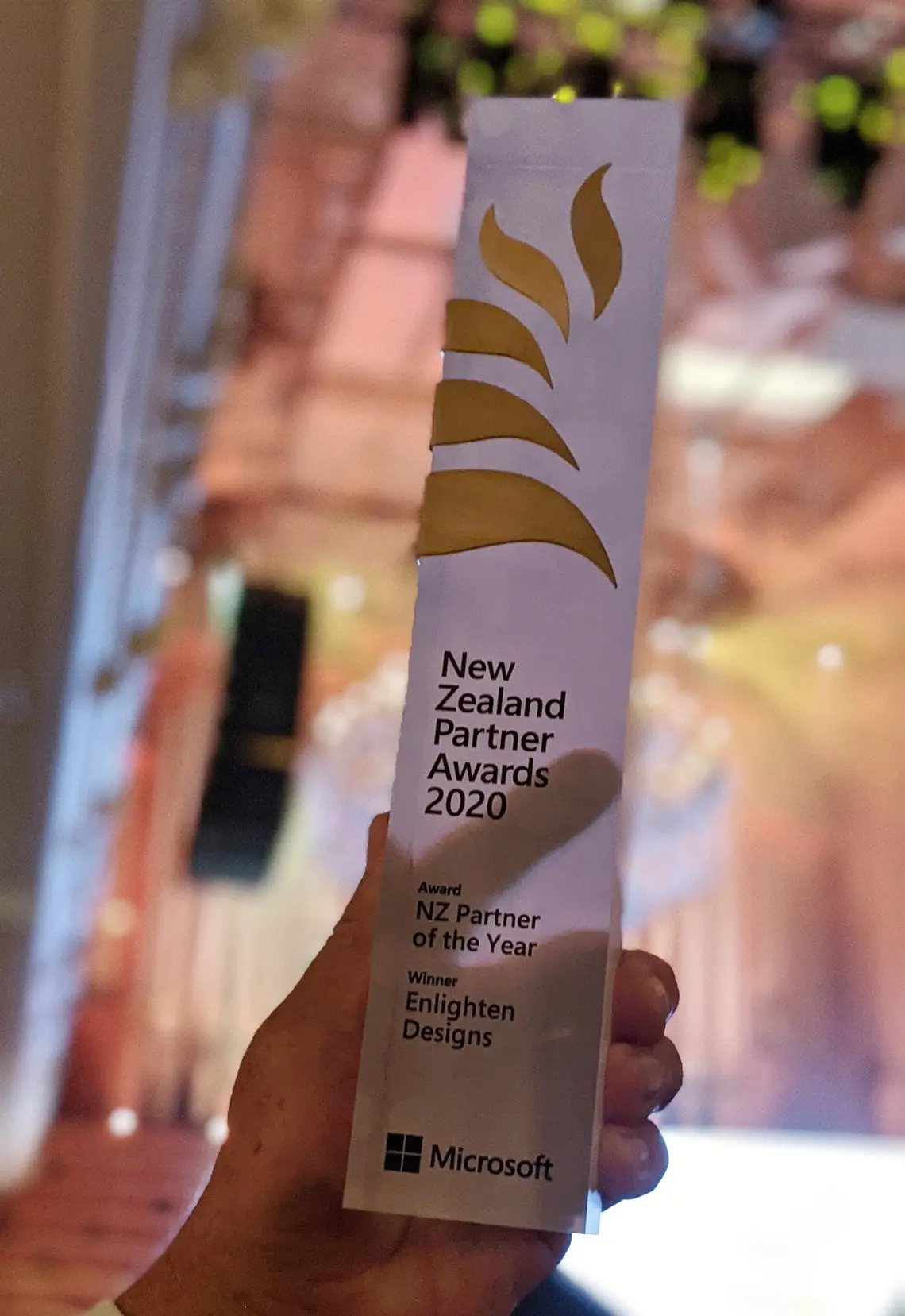 The trophy awarded to Enlighten for NZ Partner of the Year