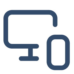 a blue line art of a computer