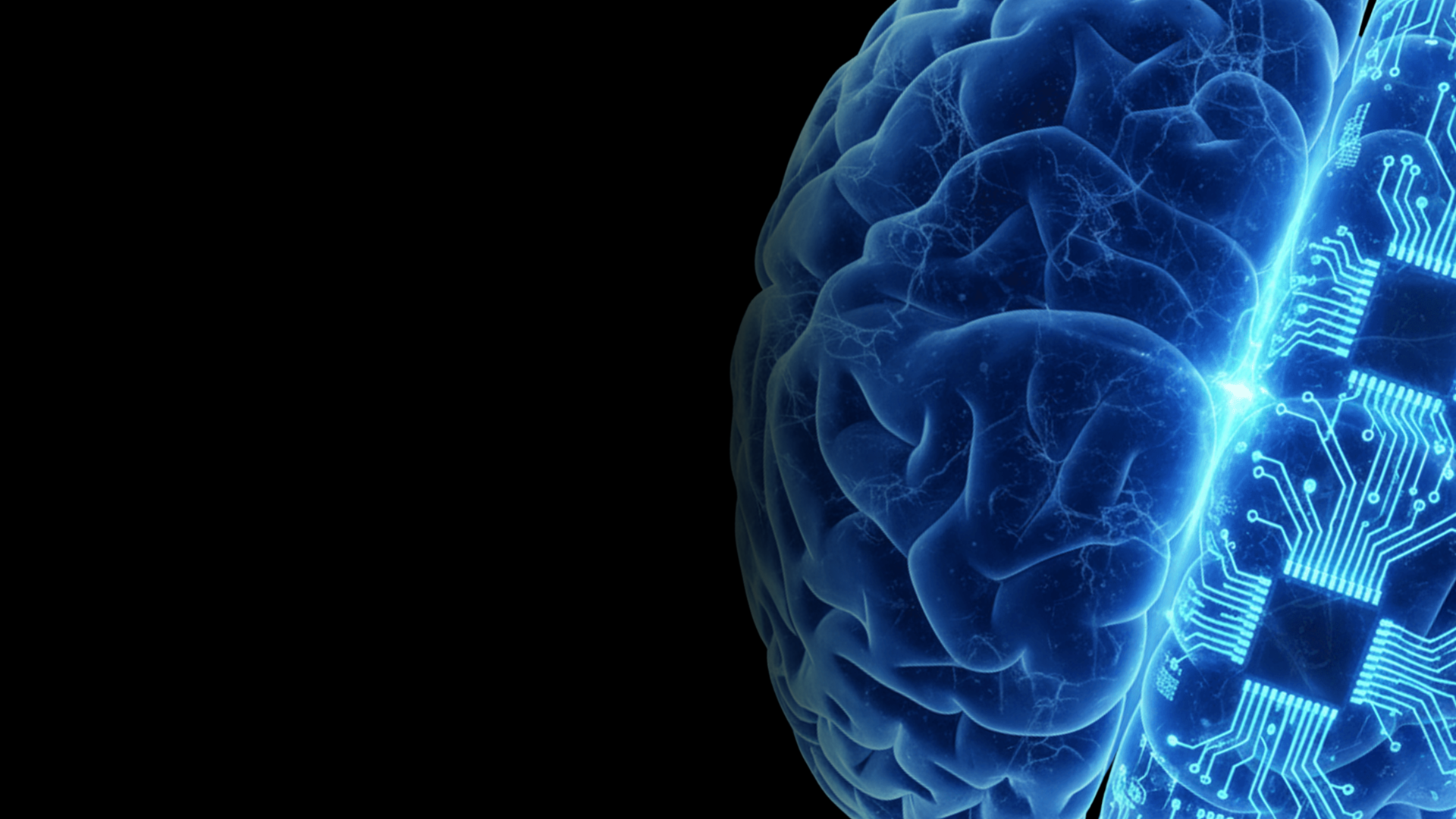 a blue brain with a black background