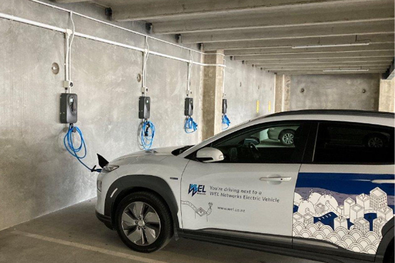 a car parked in a parking garage