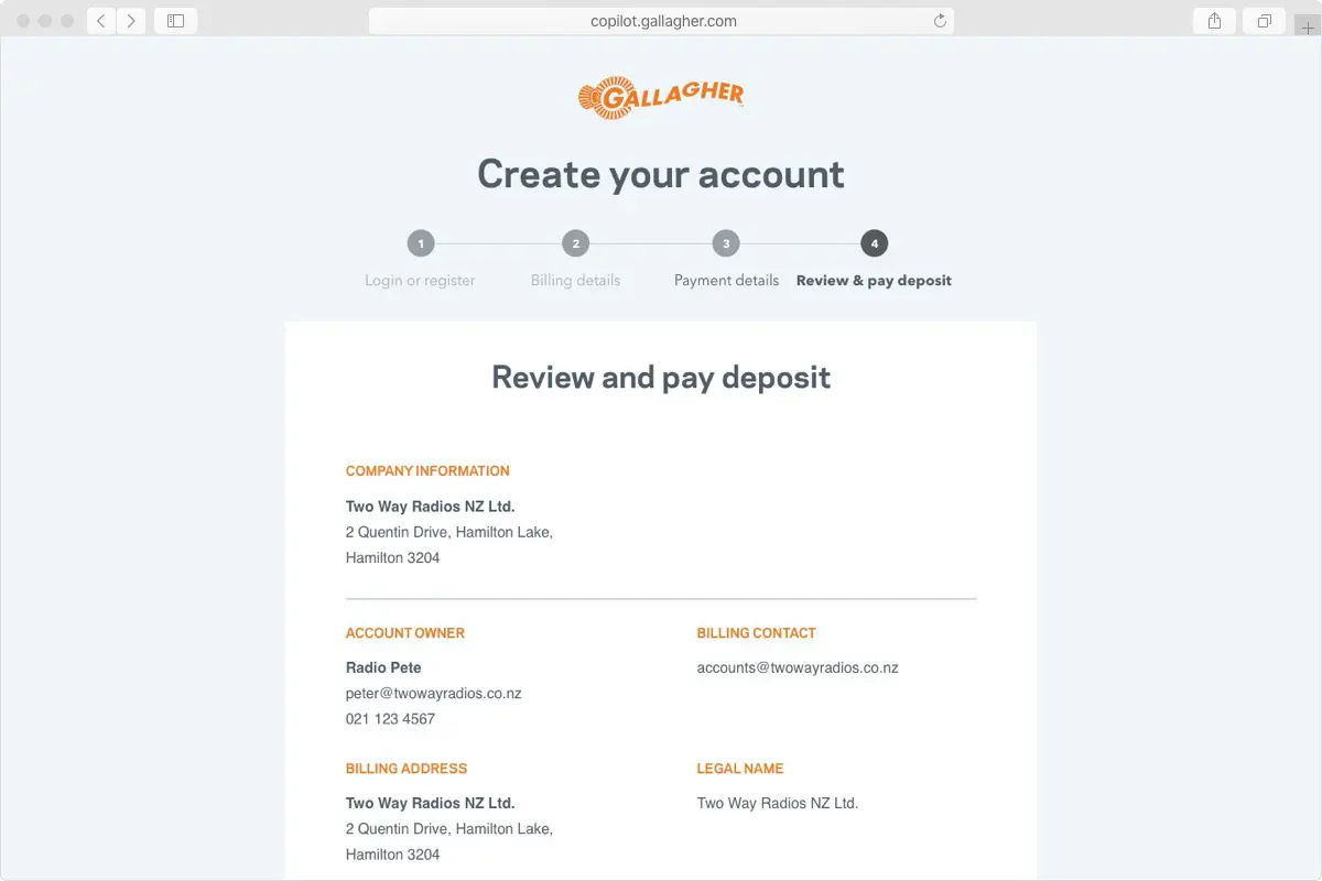 Gallagher Co-Pilot Accept quote screen
