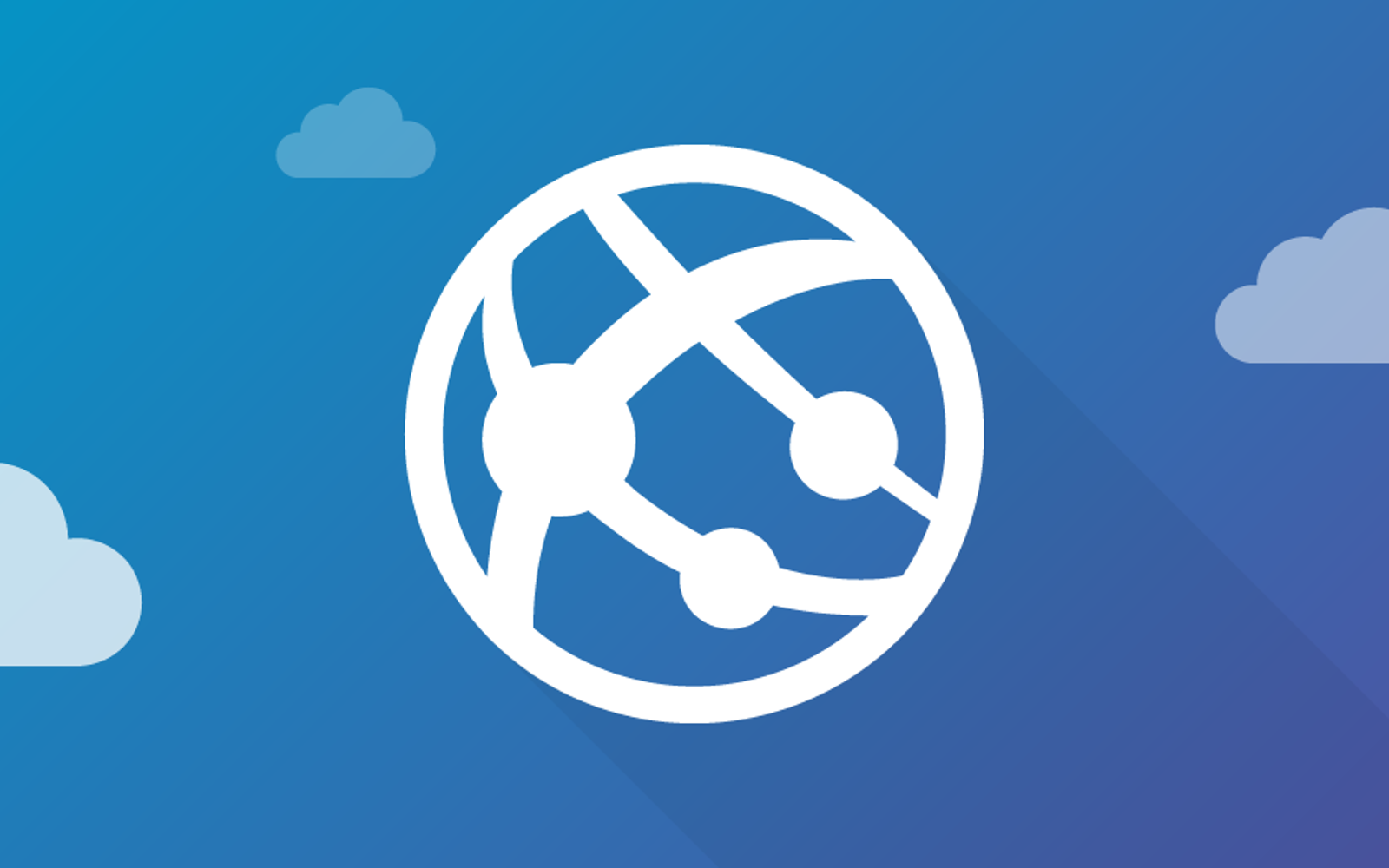 a white circle with dots and lines on a blue background