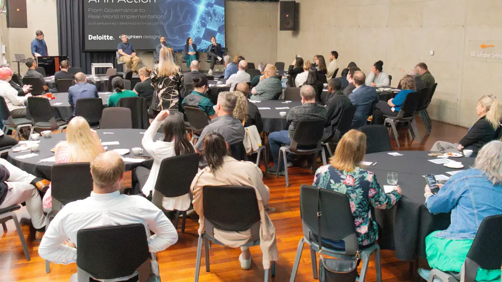 a group of people sitting in a room