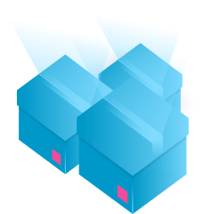 a blue boxes with pink markings