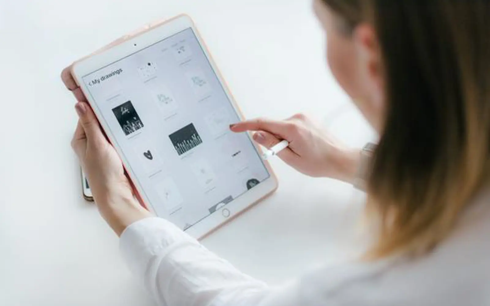 a woman using a tablet
