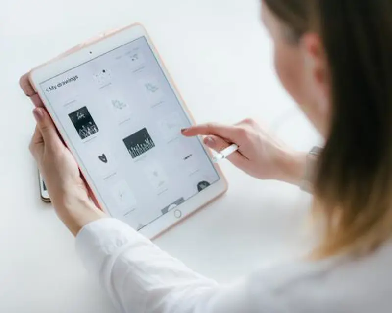 a woman using a tablet