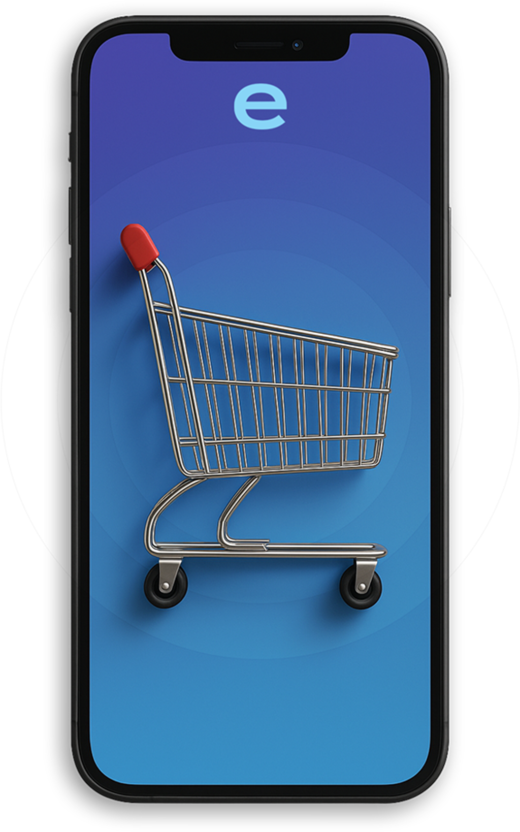 a phone with a shopping cart on it